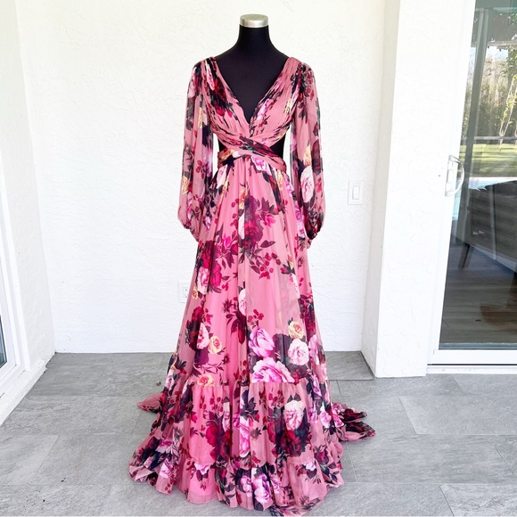 Mac Duggal 67946 Formal Boho Cut Out Maxi Gown Dress Prom Womens size 4 - Picture 6 of 15